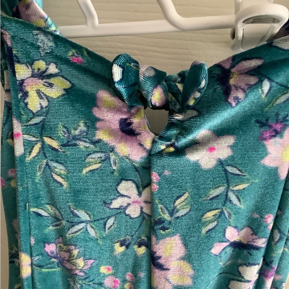 Justice Floral Blue Velvet Jumpsuit - Picture 7 of 12